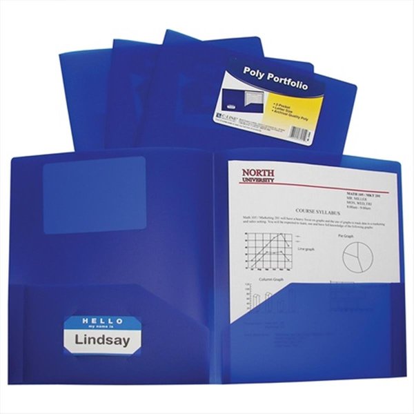 C-Line Products C-Line Products 33955BNDL18EA Two-Pocket Heavyweight Poly Portfolio Folder  Blue - Set of 18 Folders 33955BNDL18EA